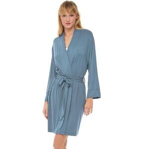 Alexander Del Rossa - ADR Women's Classic Soft Knit Short Lounge Robe wi Blue